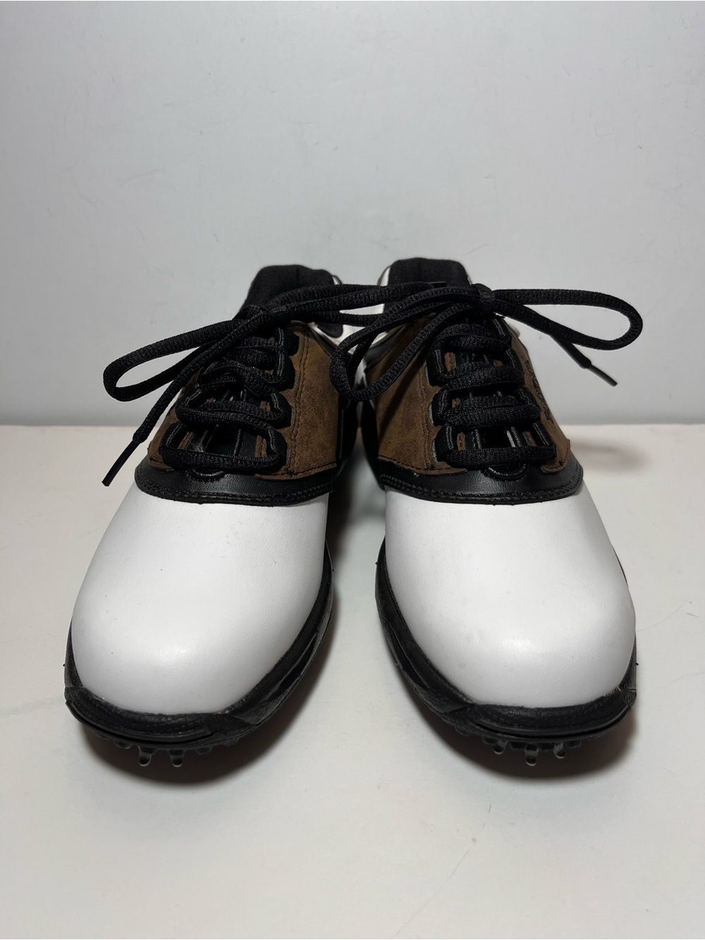 FootJoy White Brown Black Saddle Junior Golf Shoes Sz 3 See Pics Read